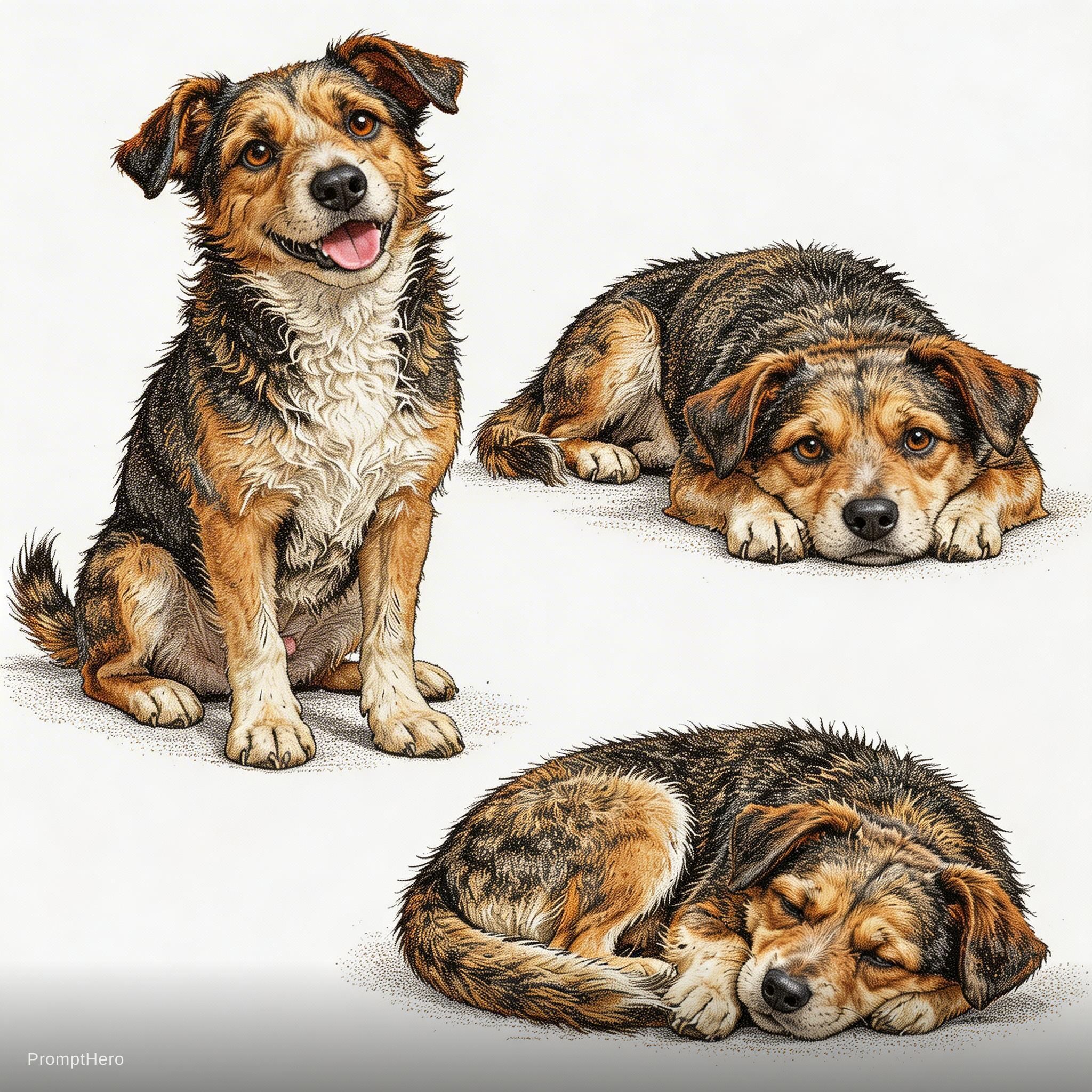 صورة مولدة بالذكاء الاصطناعي: Seedream 5 prompt: an illustration of a dog with messy hair, in the s... (نموذج Seedream 5 - حيوانات وطبيعة)