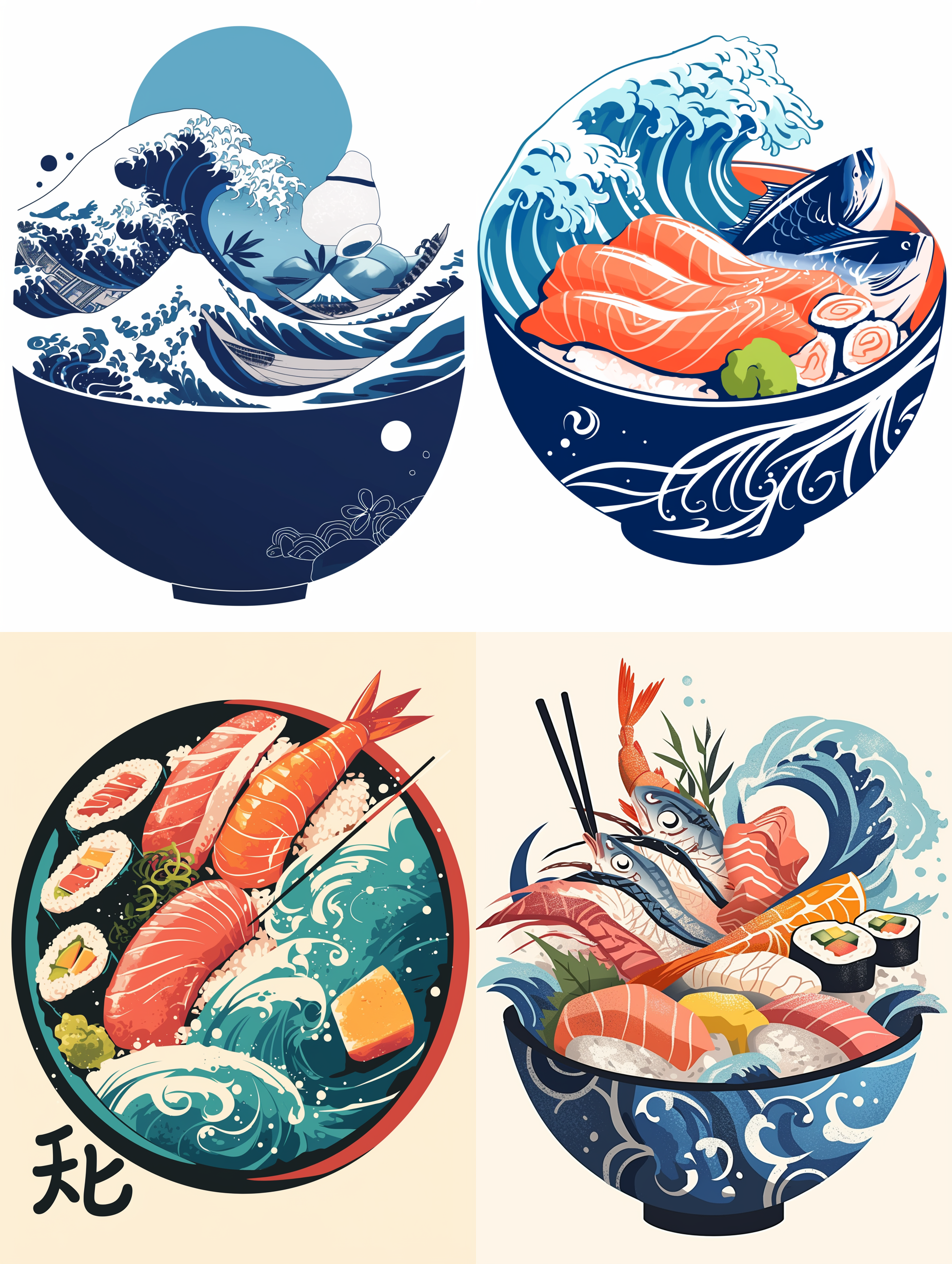AI generated: Midjourney prompt: Japanese style logo of a sushi restaurant, a sashi... (Midjourney - Logo Icon Design)