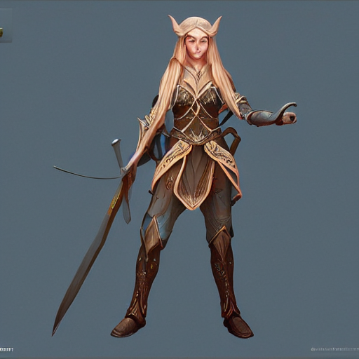 Stable Diffusion prompt: Beautiful elven warrior with clo...