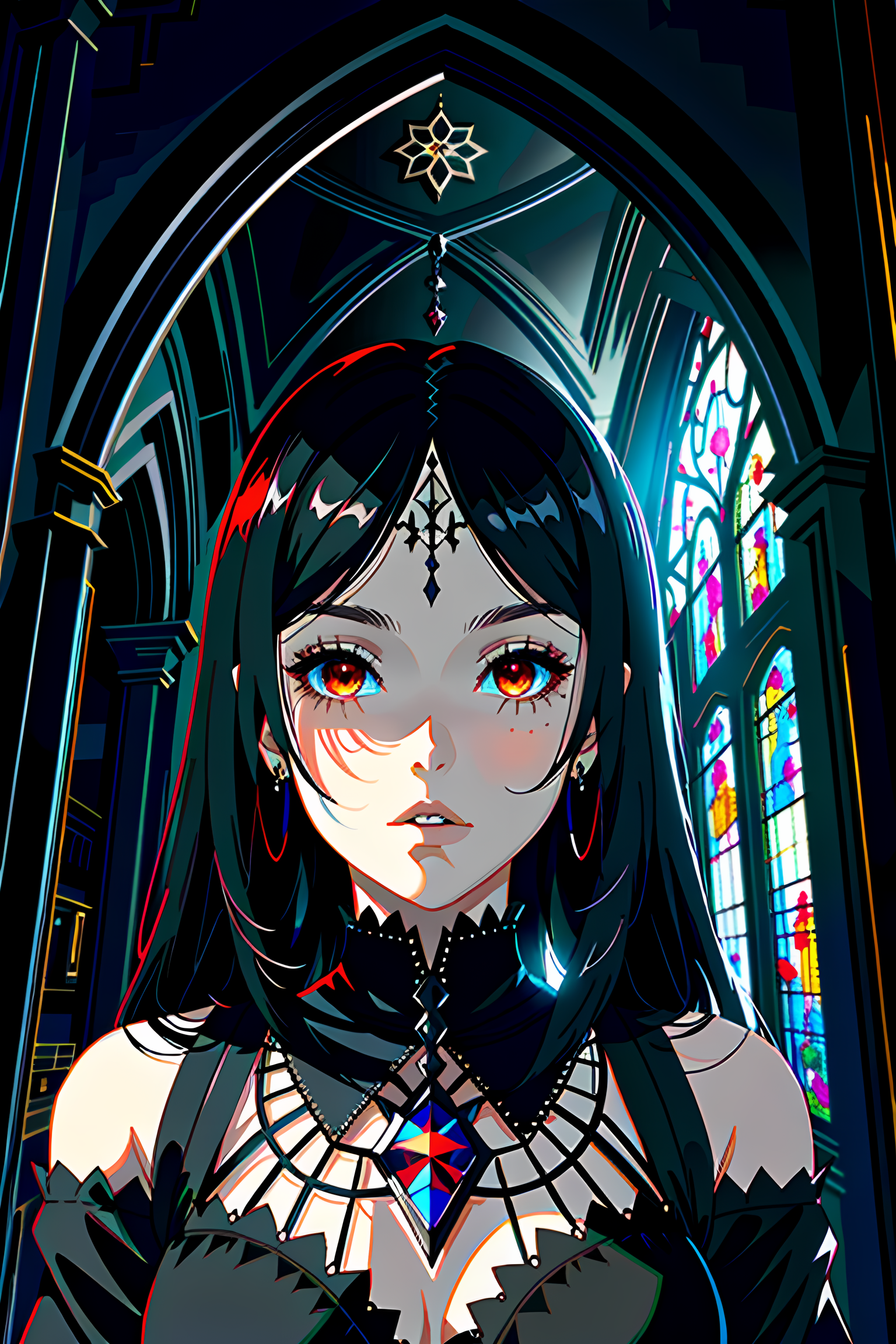 Stable Diffusion prompt: gothic girl dressed in black, pe...