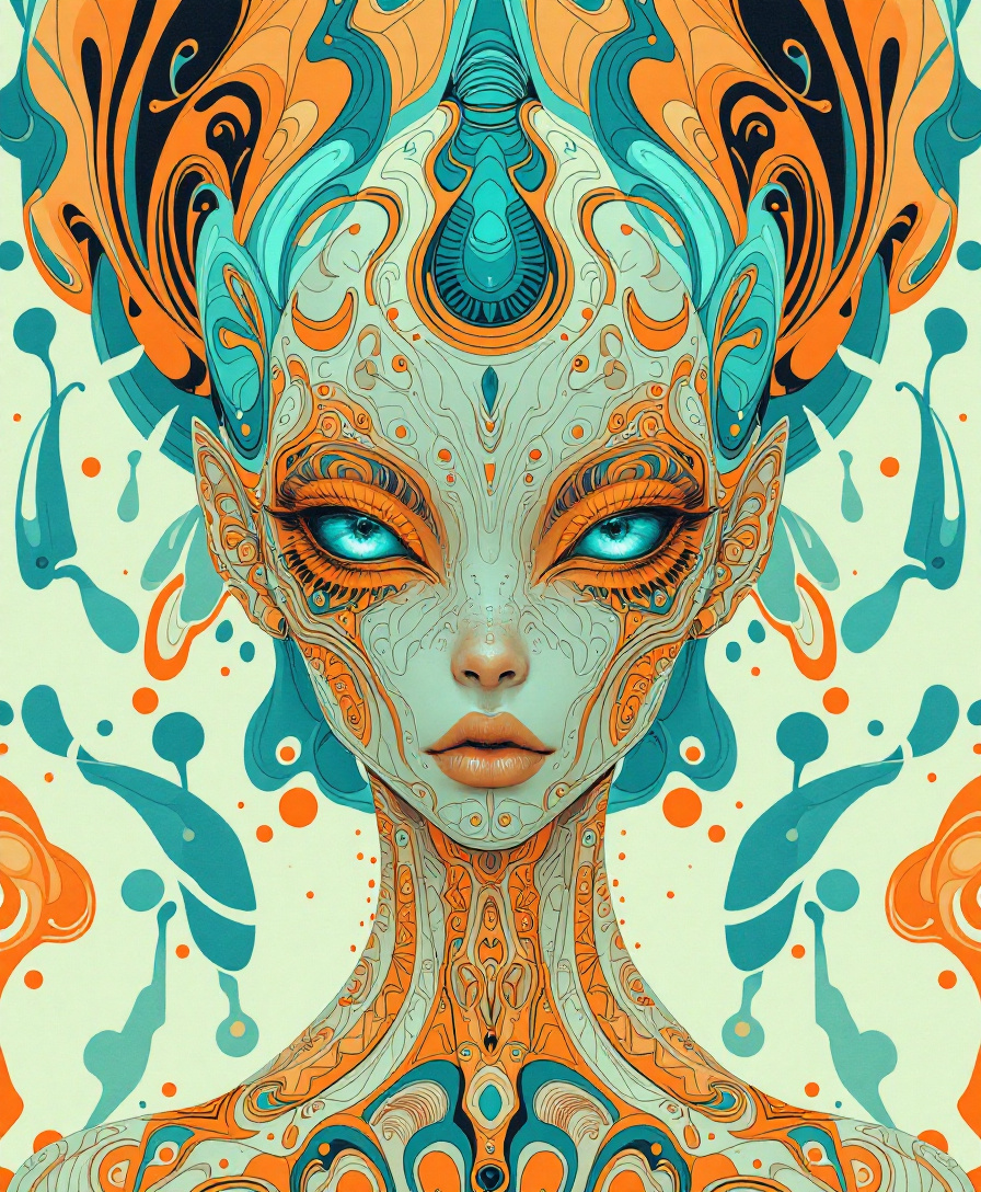 Alien Complex Ruffle FLUX prompt: alien art and illustration, in the style of ...
