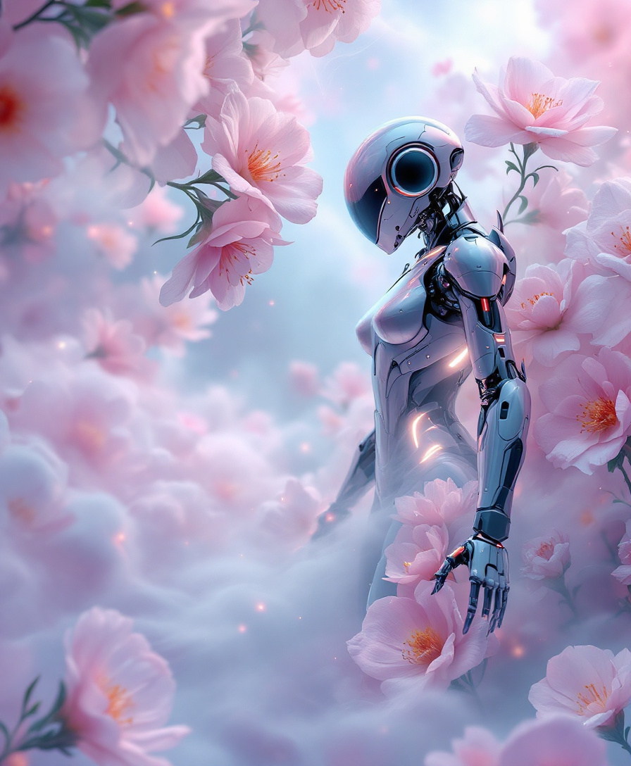 AI generated: FLUX prompt: In a breathtaking dreamscape, a vapor-mist garden... (FLUX - Concept Art)