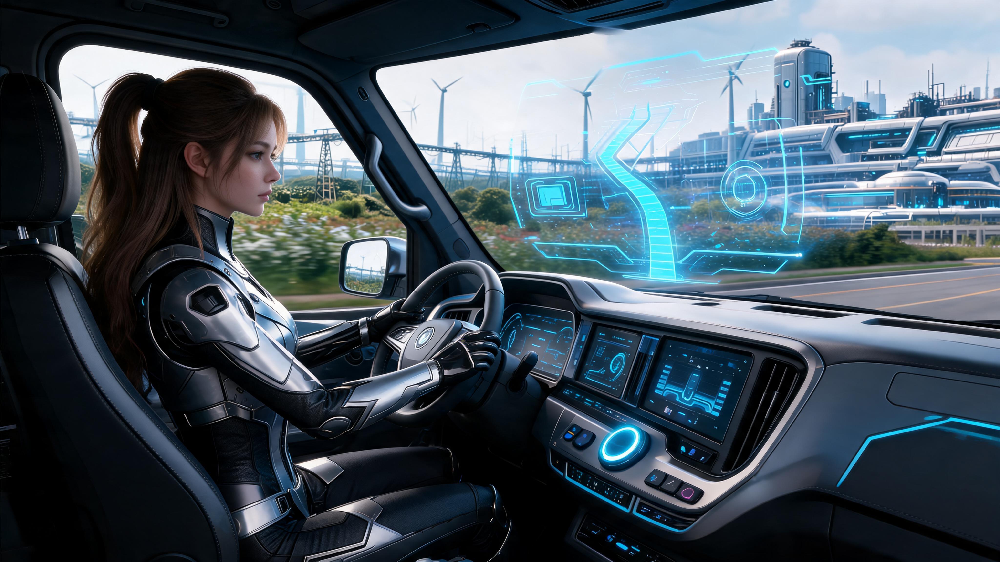 Seedream 5 prompt: Create a new, unique, futuristic semi-truck dashbo... - Seedream 5