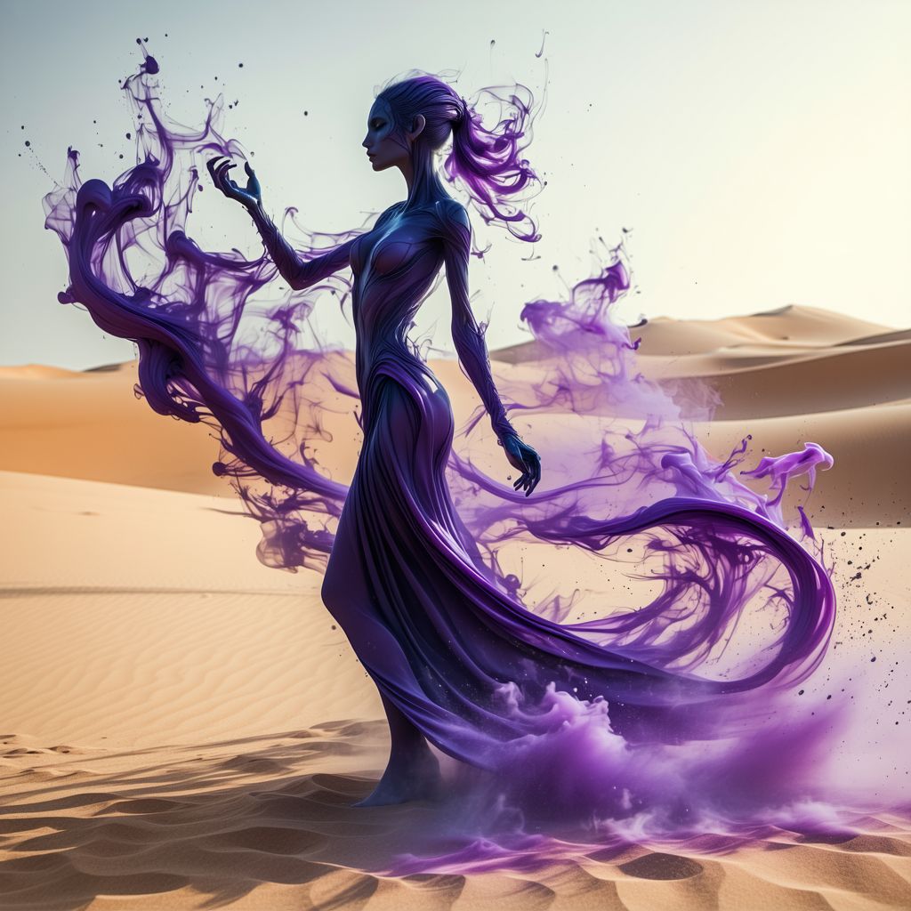 AI generated: Stable Diffusion prompt: A powerful djinn sorceress, her form dissolving an... (Stable Diffusion - Fashion)
