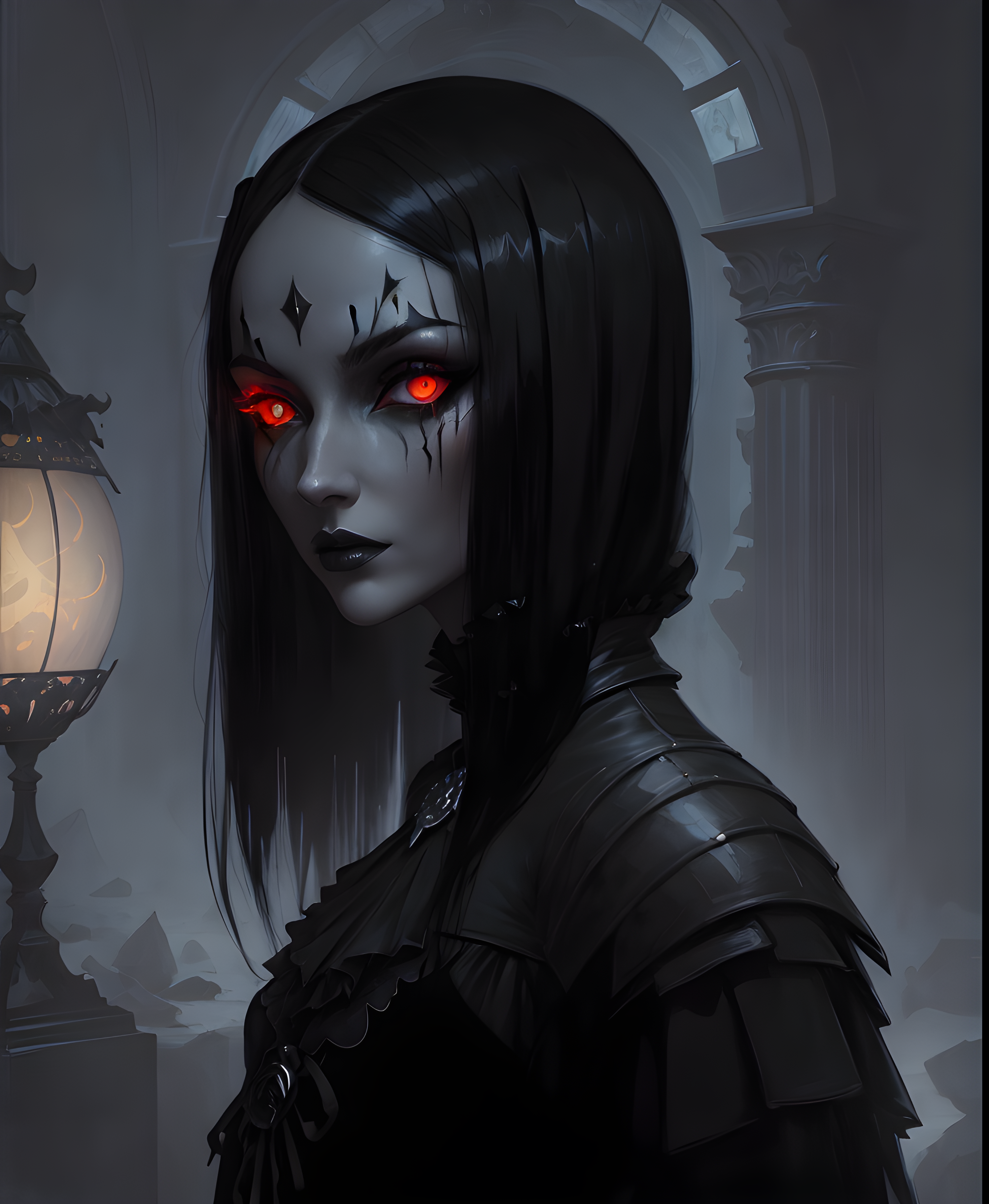 DreamShaper prompt: a digital painting of a woman with glowing eyes, i... - DreamShaper