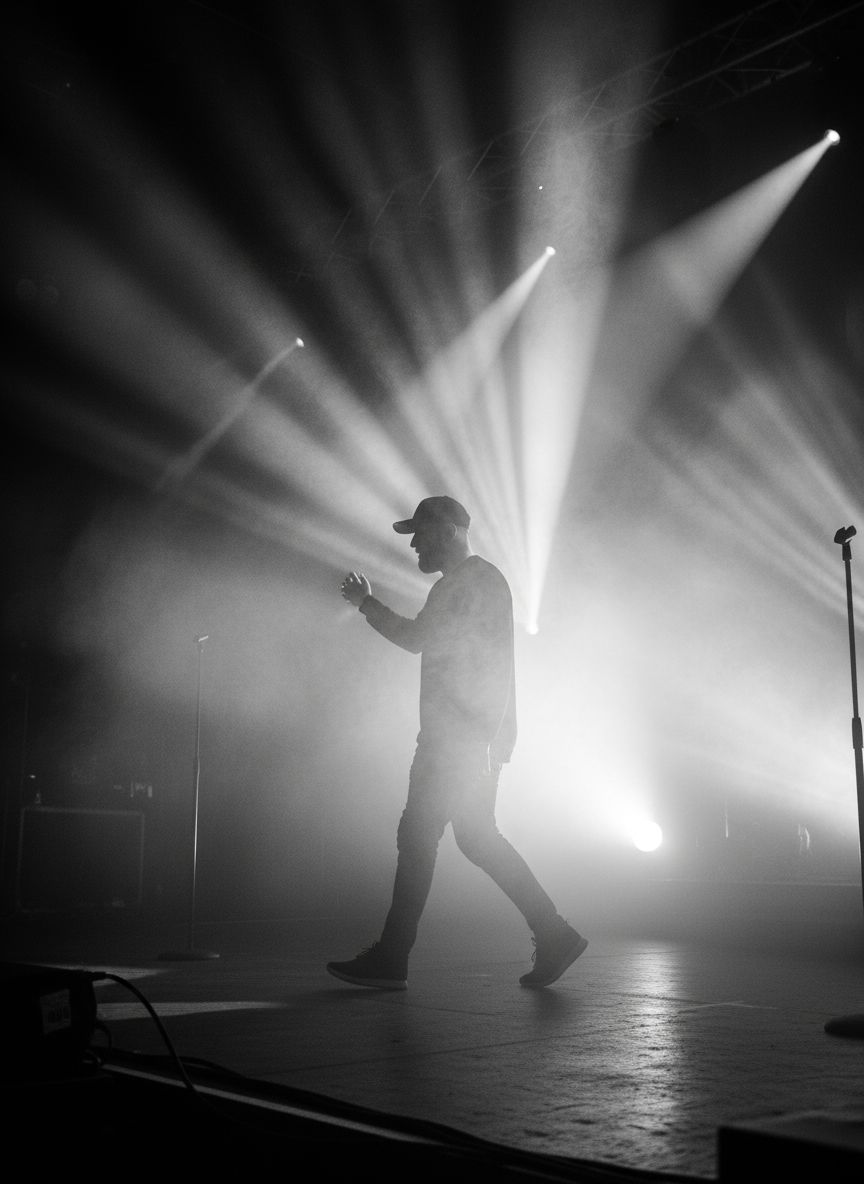 Hollywood Nano Rapper Nano Banana prompt: black and white photography of rapper...