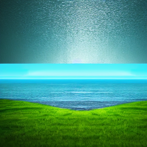 Stable Diffusion prompt: Blue sky Green ground with ocean...