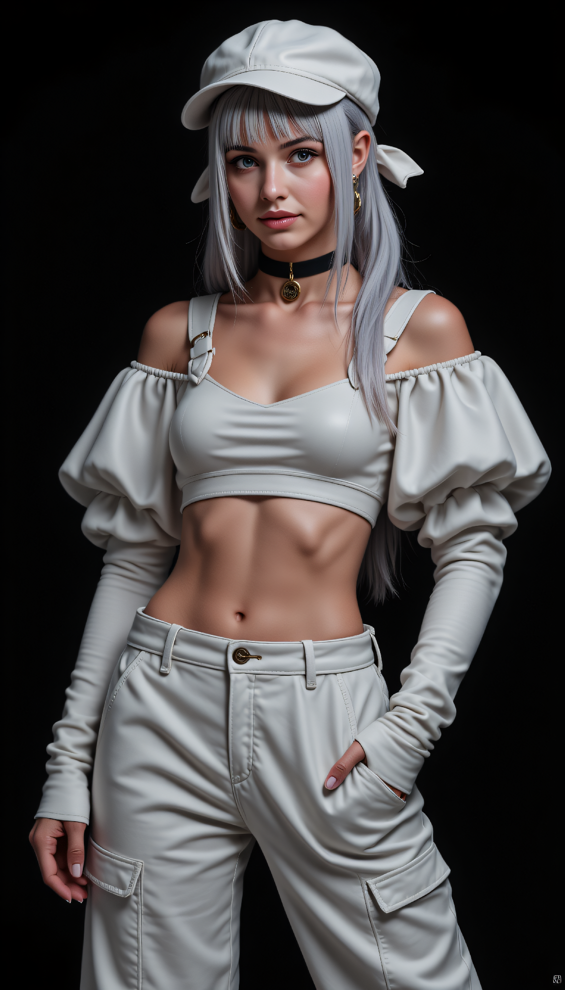 AI generated: FLUX prompt: 1girl, solo, dynamic pose, white avant-garde outfi... (FLUX - Photography)