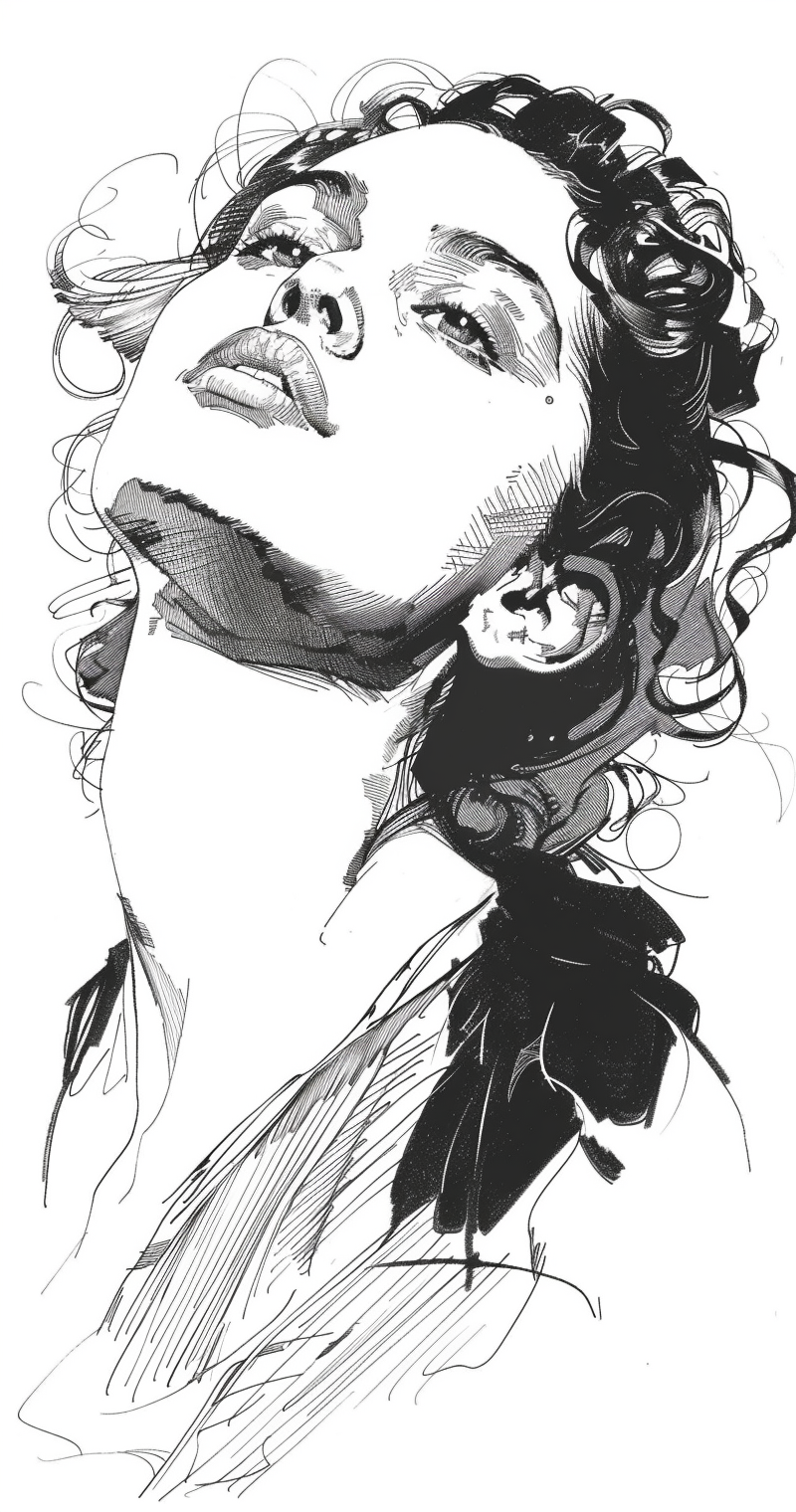 AI generated: Midjourney prompt: illustration of a woman, in the style of Clémence ... (Midjourney - Portraits)