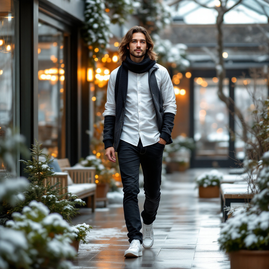 FLUX prompt: tall slim japanese man with long hair with black s... - FLUX