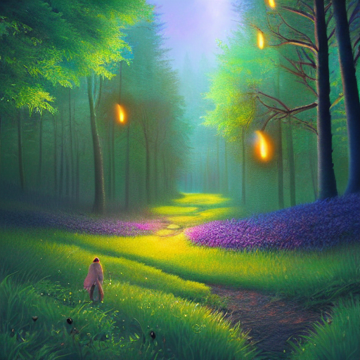 Stable Diffusion prompt: fireflies in a forest inspired b...