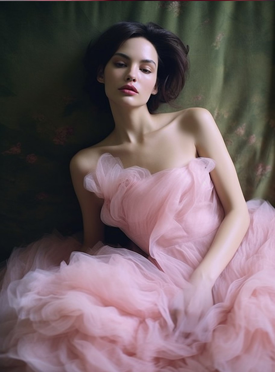 AI generated: Midjourney prompt: Photo of a woman in a pink dress posing for a pict... (Midjourney - Photography)