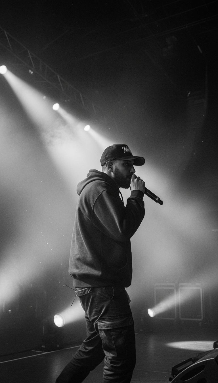 Nano Banana prompt: black and white photography of rapper...