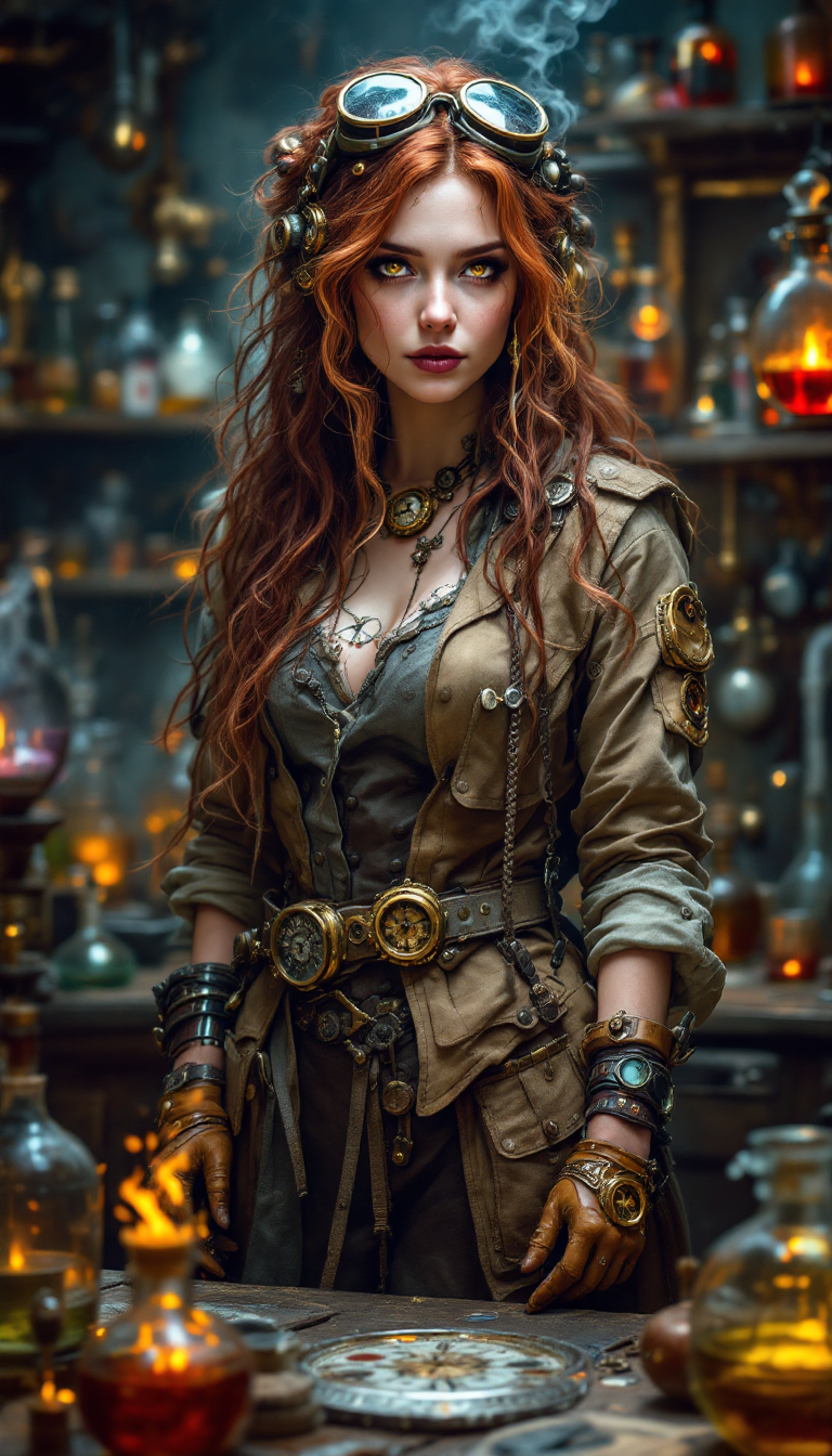 صورة مولدة بالذكاء الاصطناعي: FLUX prompt: The Time-Traveling Alchemist: A brilliant and reso... (نموذج FLUX - فن مفاهيمي)