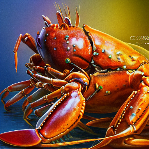 Stable Diffusion prompt: acid trip, crab, crustacean, iri...