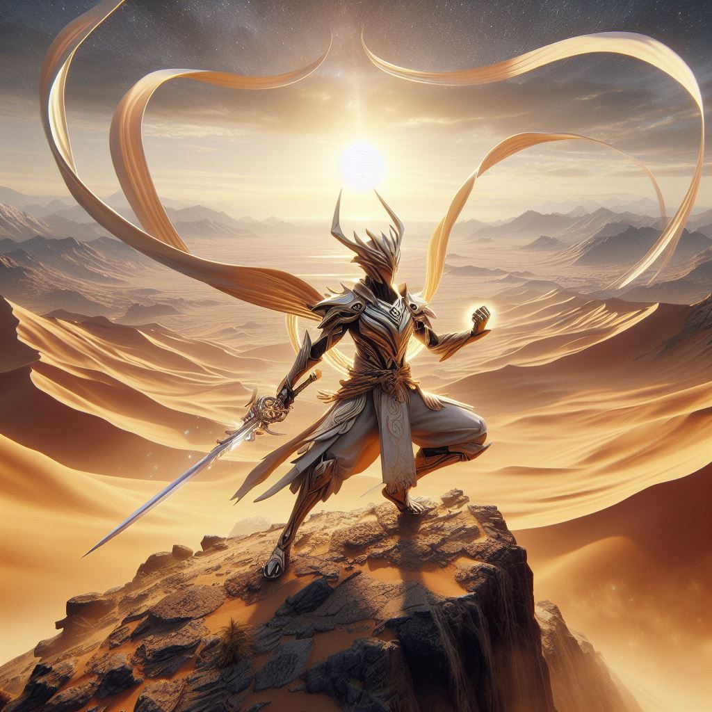 AI generated: DALL·E prompt: Hachiman is seen in his Solar Sentinel skin, stand... (DALL·E - Portraits)