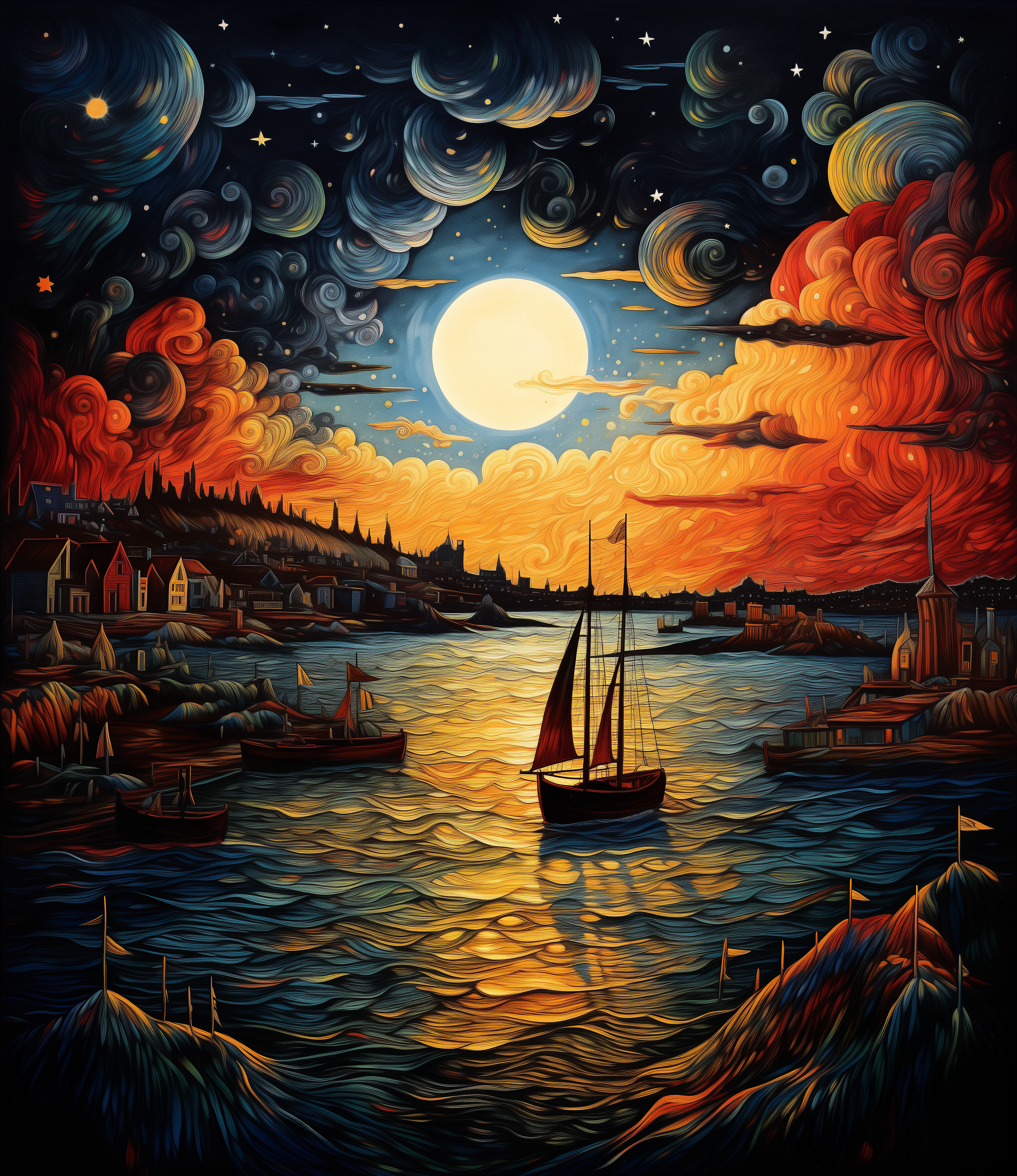 AI generated: Midjourney prompt: detailed colored drawing of the sky at night with ... (Midjourney - Concept Art)