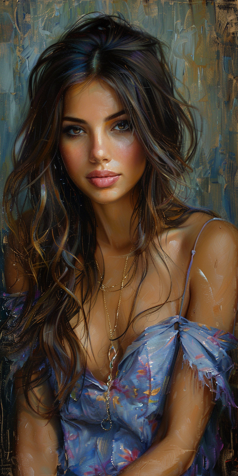 صورة مولدة بالذكاء الاصطناعي: Midjourney prompt: impressionist painting of a beautiful woman with l... (نموذج Midjourney - صور شخصية)