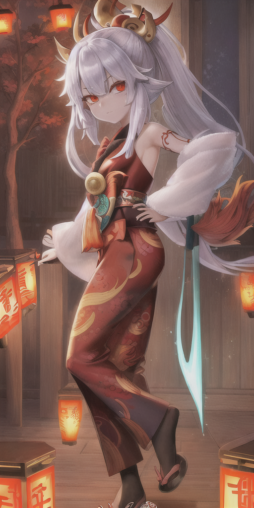 AI generated: Anything prompt: An illustration, of a kitsuné, Oni, Nué, Tengu, my... (Anything - Anime)