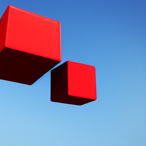Stable Diffusion prompt: Red cube on top of a blue cube