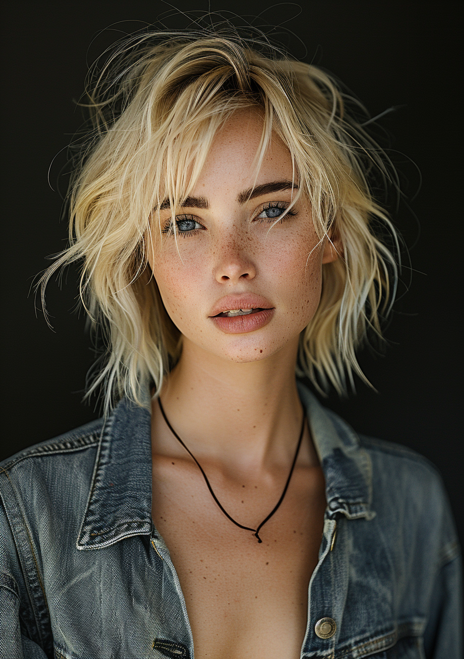 AI generated: Midjourney prompt: photo of an attractive blonde woman with short hai... (Midjourney - Photography)