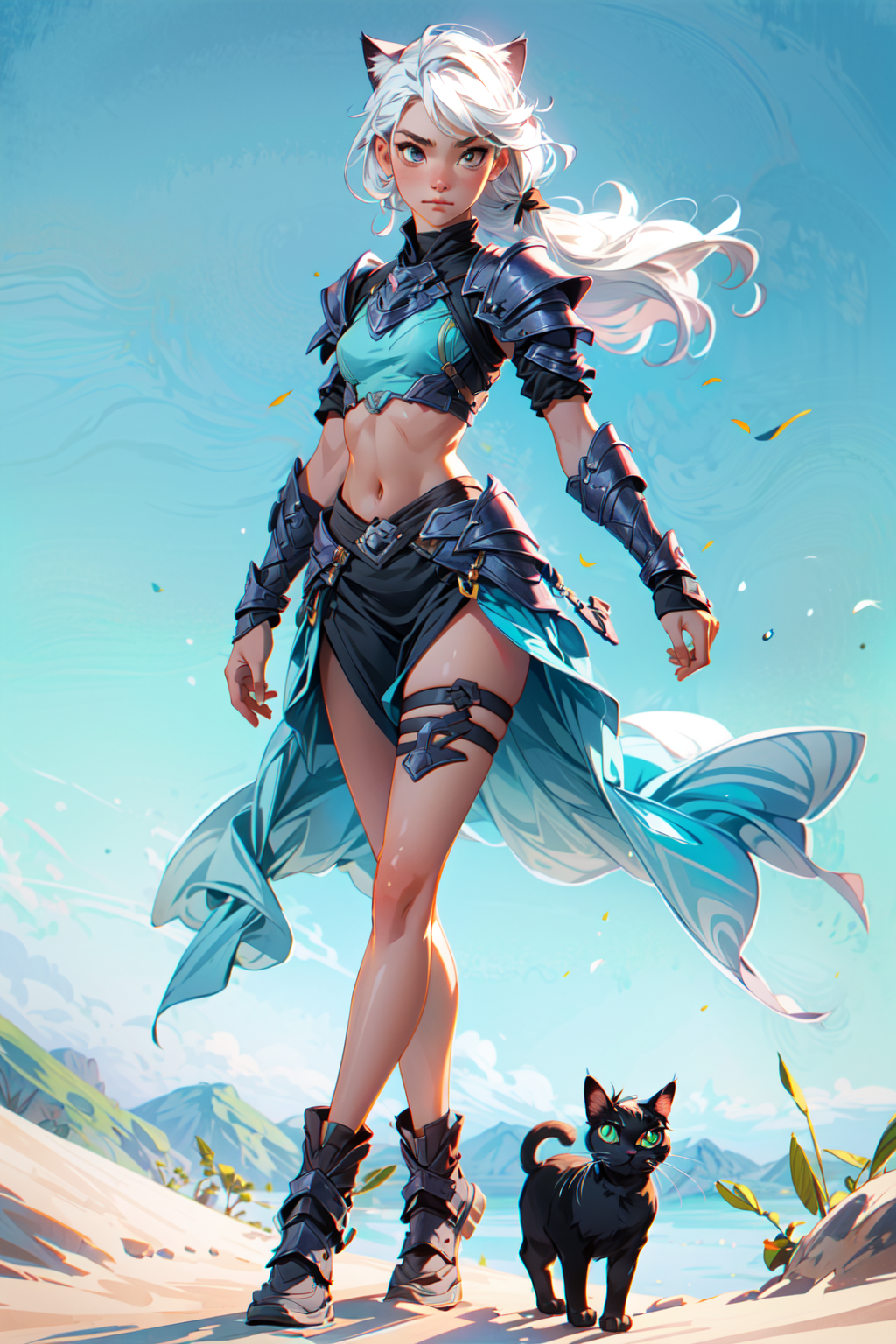 AI generated: Stable Diffusion prompt: (full body), intricate azure armor, detailed gorge... (Stable Diffusion - Concept Art)