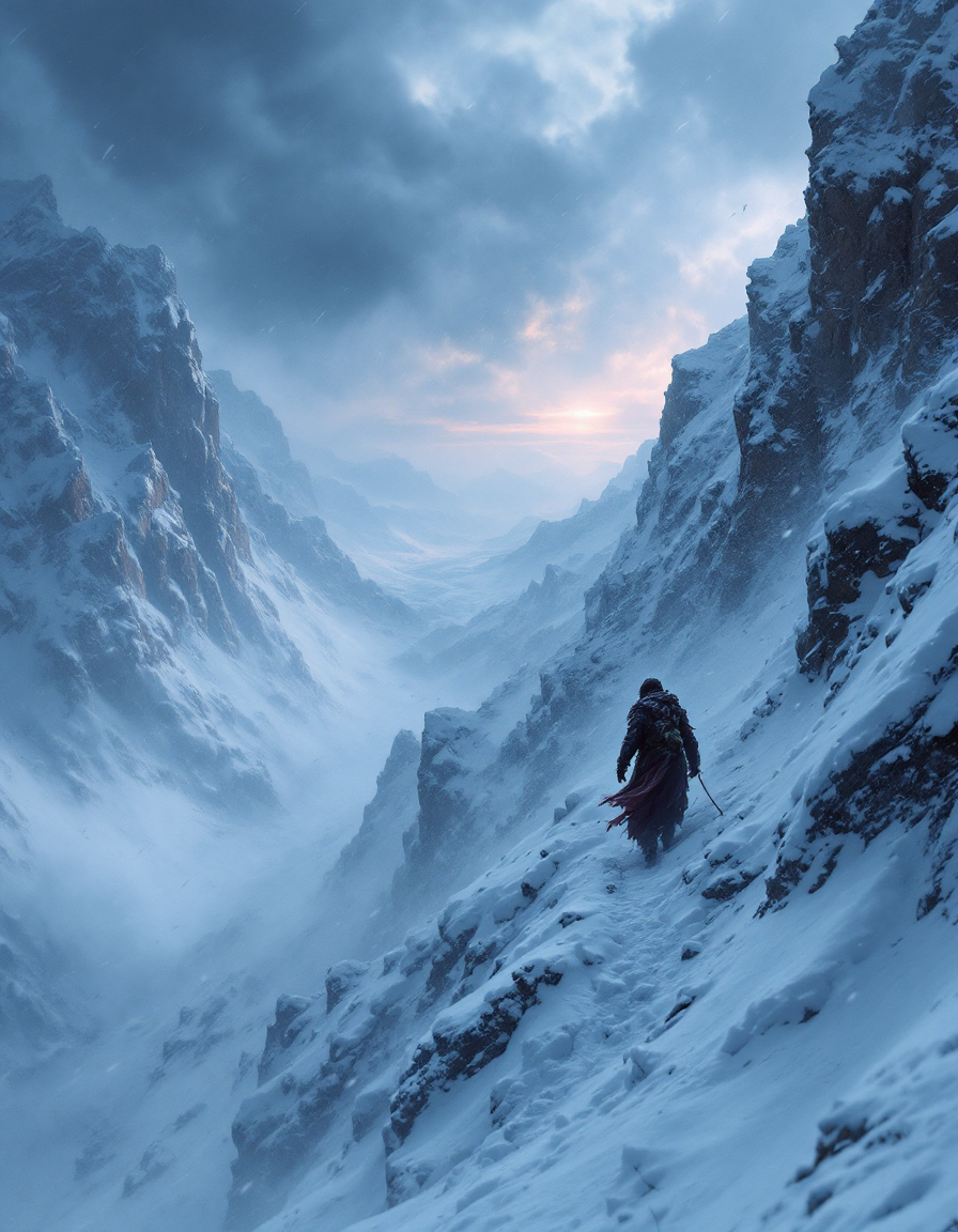 FLUX prompt: A dramatic, concept art–style scene of a lone figu... - FLUX