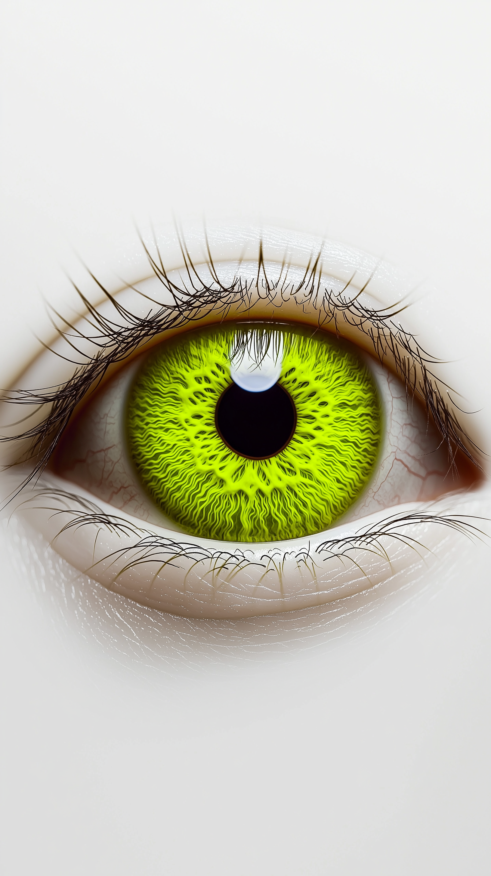 AI generated: Midjourney prompt: macro, neon green eye detail, front view, hasselbl... (Midjourney - Concept Art)