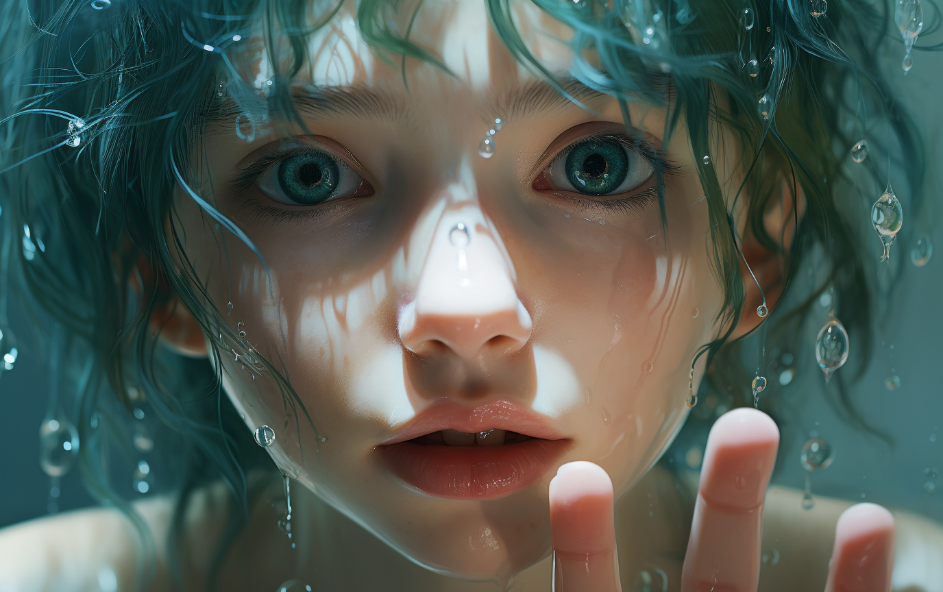 صورة مولدة بالذكاء الاصطناعي: Water Falling (نموذج Midjourney - Character Design)