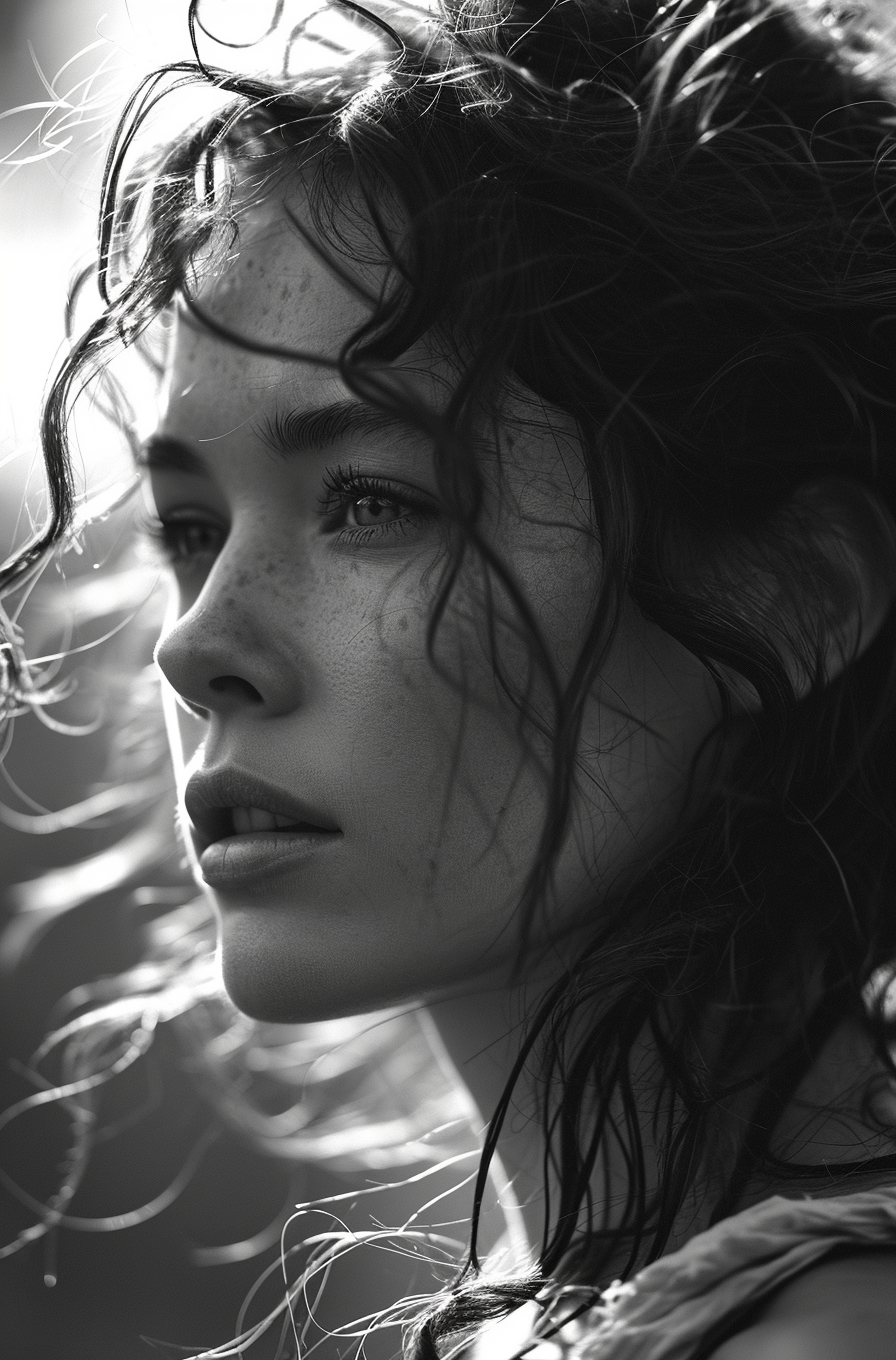 صورة مولدة بالذكاء الاصطناعي: Midjourney prompt: black and white photograph of women, in the style ... (نموذج Midjourney - تصوير فوتوغرافي)