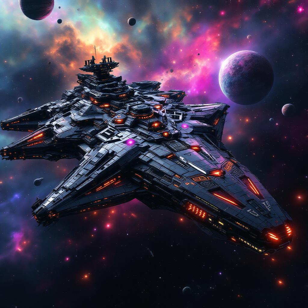 FLUX prompt: Imagine, in detail, an alien spaceship to sh...