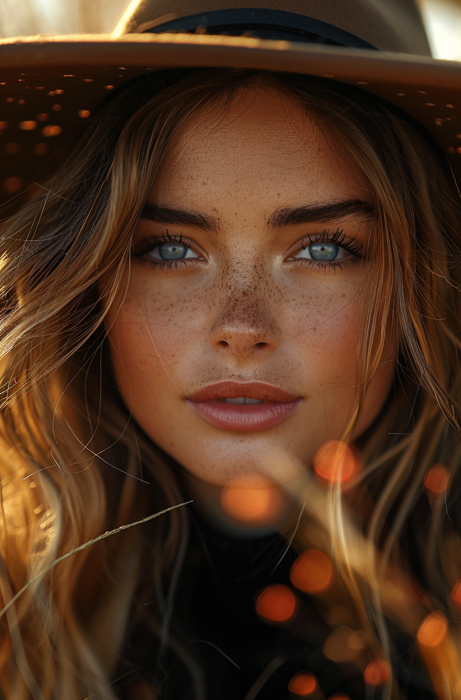Midjourney prompt: portrait of beautiful woman with long hair wearing... - Midjourney