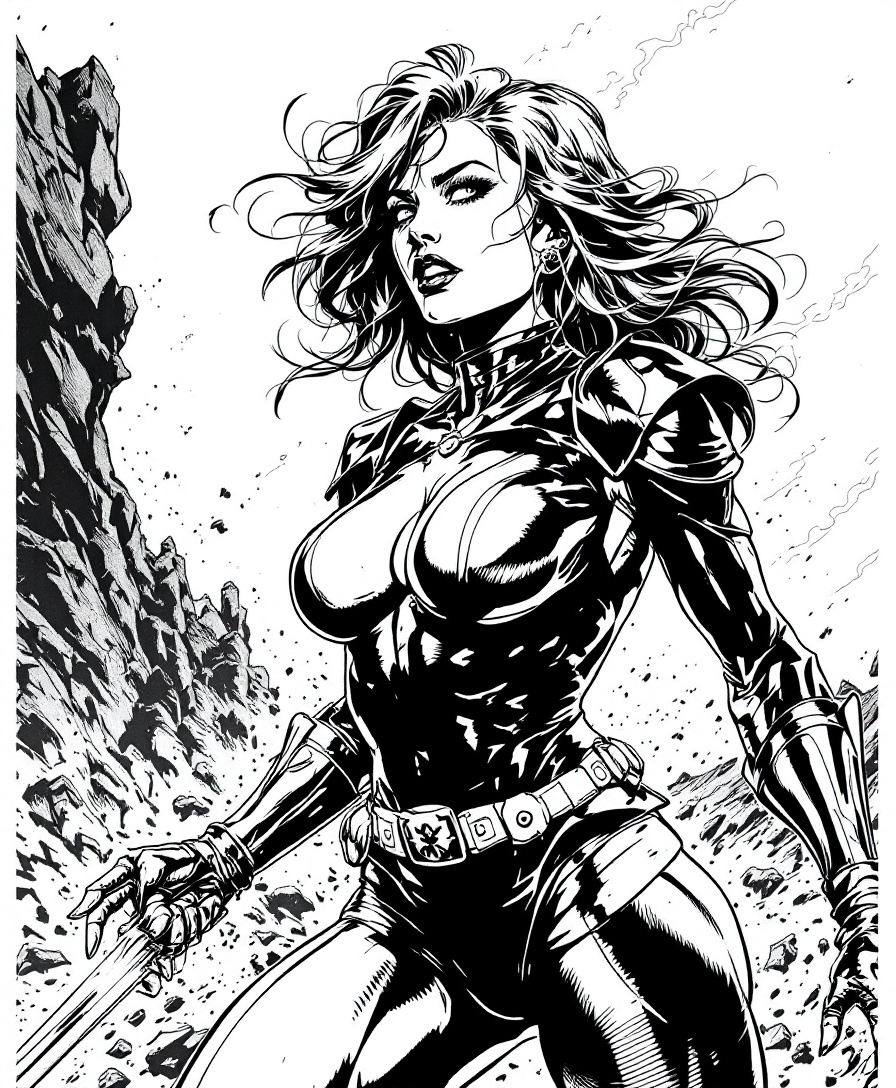 AI generated: FLUX prompt: female in 90s Top Cow comic style, dynamic pose, i... (FLUX - Concept Art)