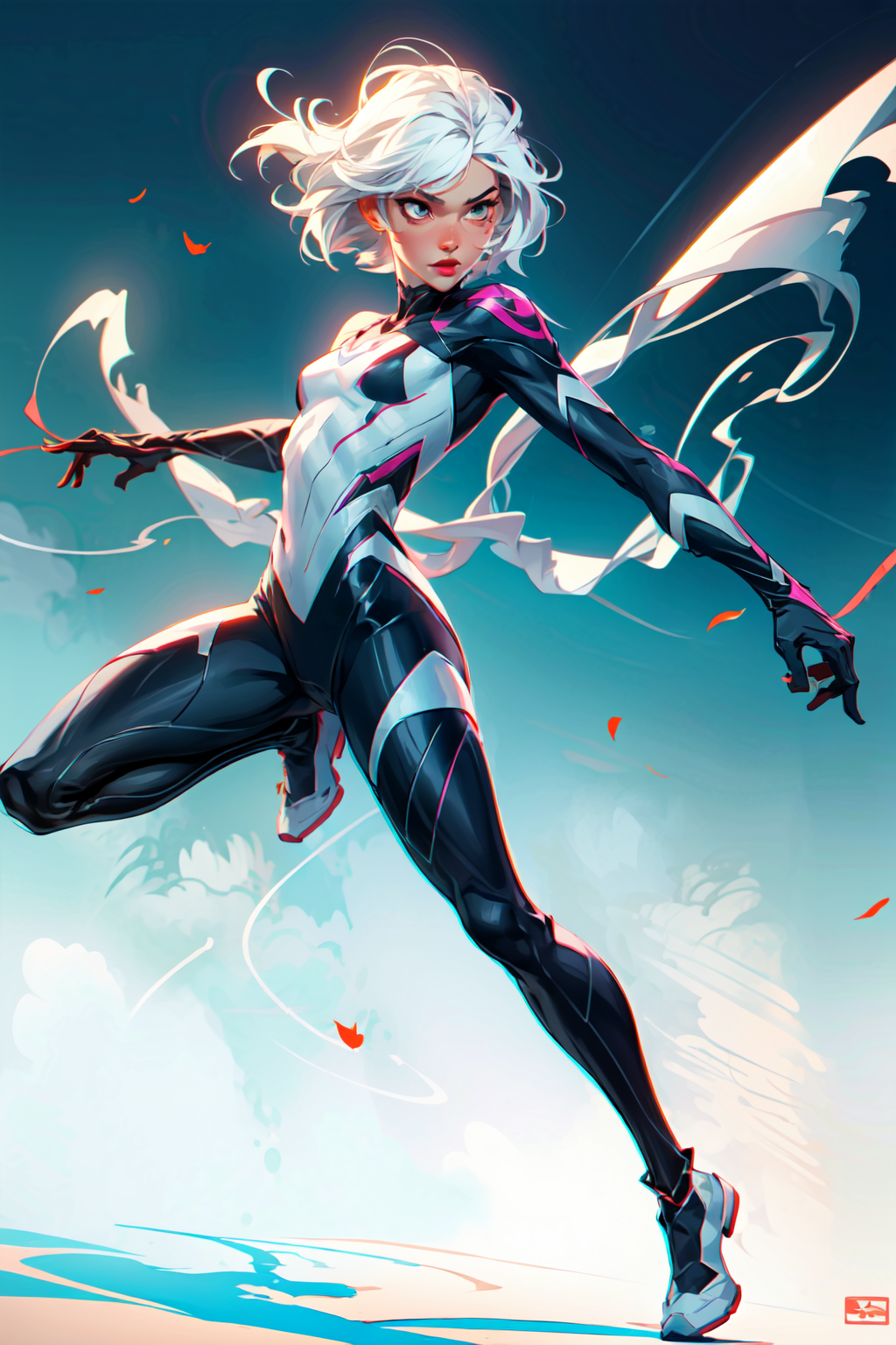 AI generated: Stable Diffusion prompt: (1girl, full body), action scene, dynamic pose, sp... (Stable Diffusion - Concept Art)