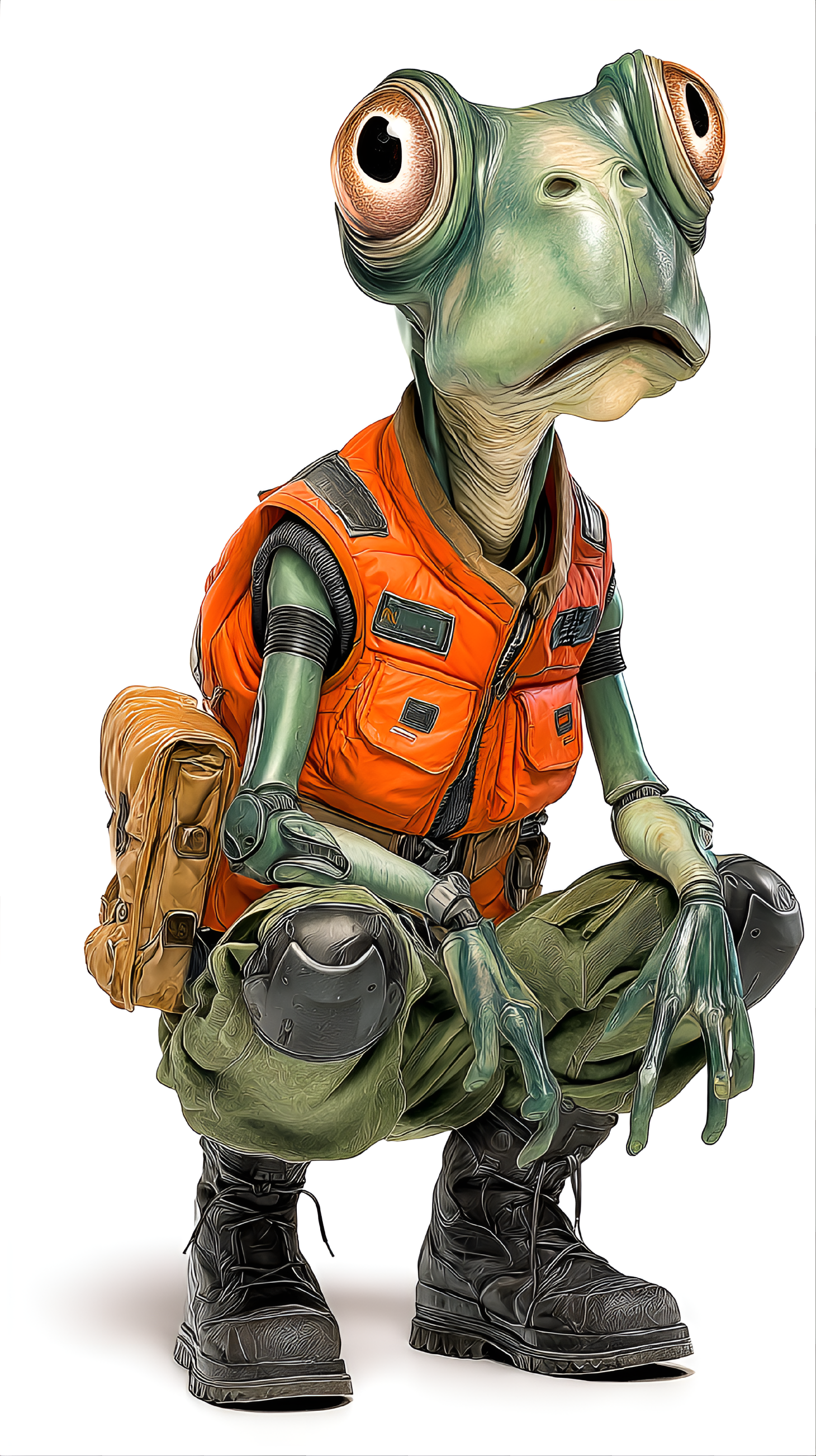 Midjourney prompt: funny caricature, cybernetic amphibian caricature,... - Midjourney