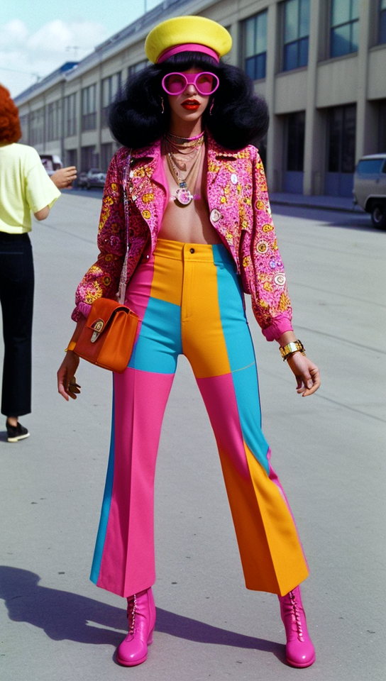 Stable Diffusion prompt: Generate a vibrant and nostalgia-infused 70s fashi... - Stable Diffusion