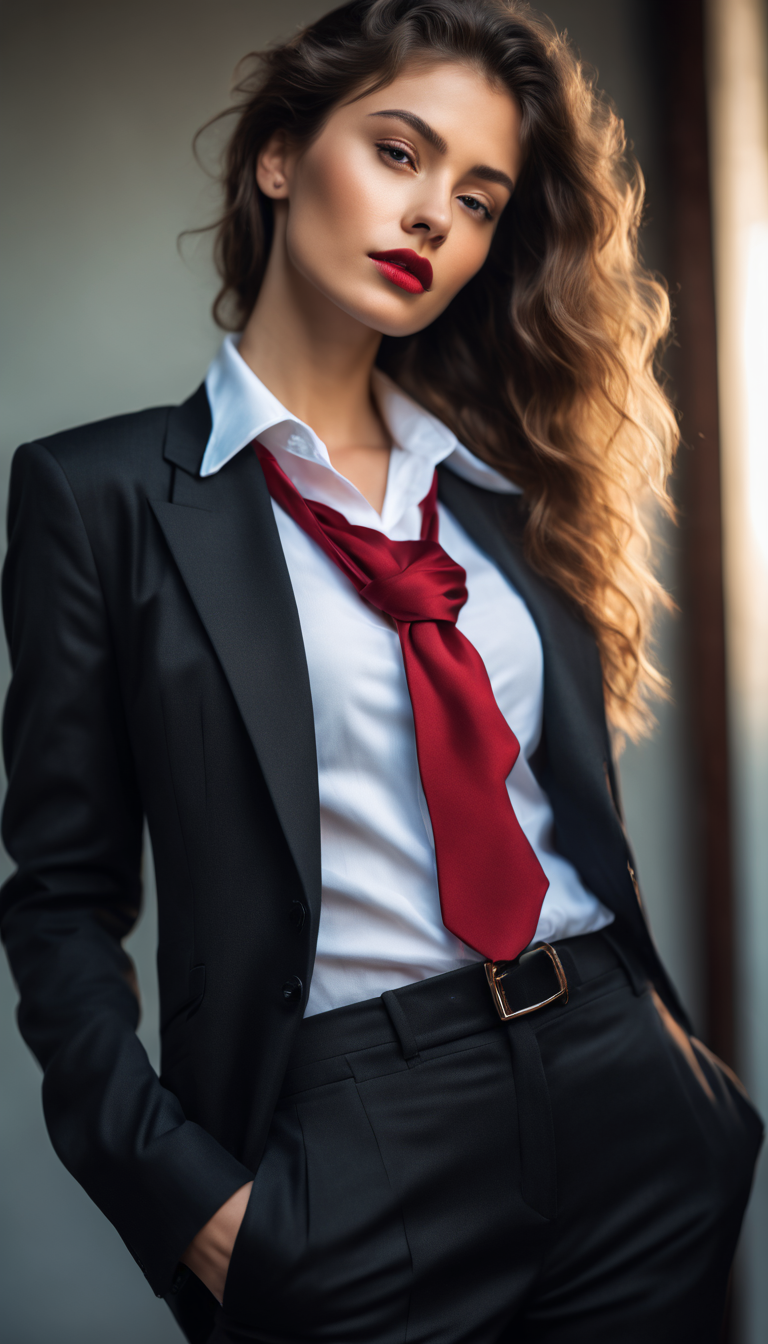 AI generated: Stable Diffusion prompt: The picture features a 18 years of girl wearing a ... (Stable Diffusion - Photography)