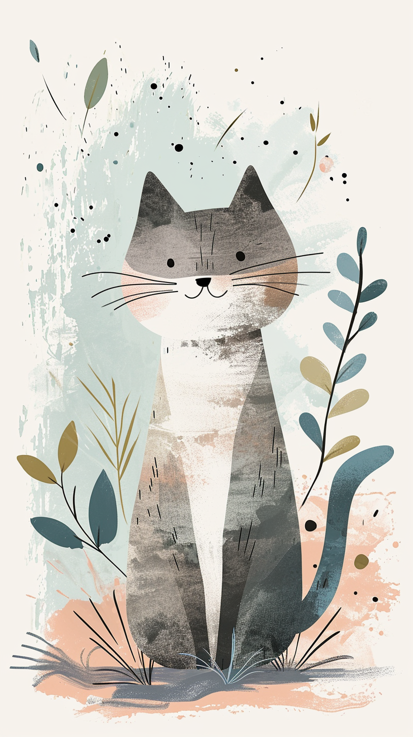 AI generated: Midjourney prompt: A cute [ cat ] clipart, organic forms, in the styl... (Midjourney - Concept Art)